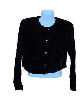 Black Velvet Cardigan Button-Front Elegant  old money date night vintage